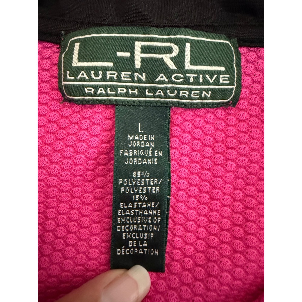 Lauren‎ Ralph Lauren Active Pullover Women Large Pink Quarter Zip Waffle Knit - Picture 7 of 10